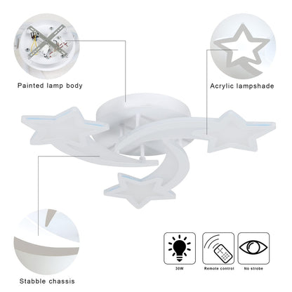 ⭐ LED ceiling light star motif – 30W, with remote control