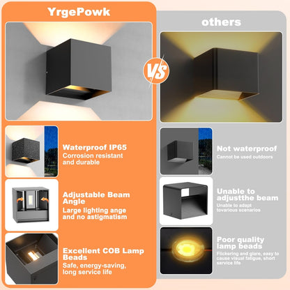 💡 Set of 2x LED wall lamp 12W - adjustable beam angle, 3000K, IP65, aluminum, black
