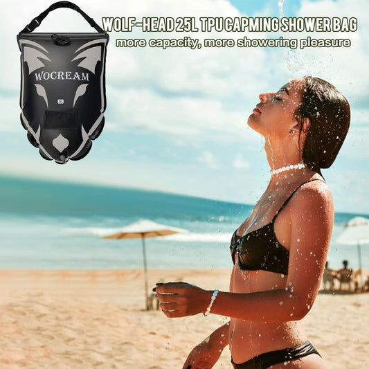 Solarna kamp tuš vreča WOCREAM – 25 L, prikaz temperature