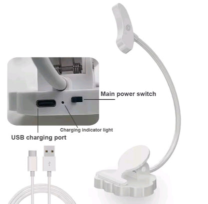 💡 LED Clip-On Desk Lamp – Black, USB Rechargeable
