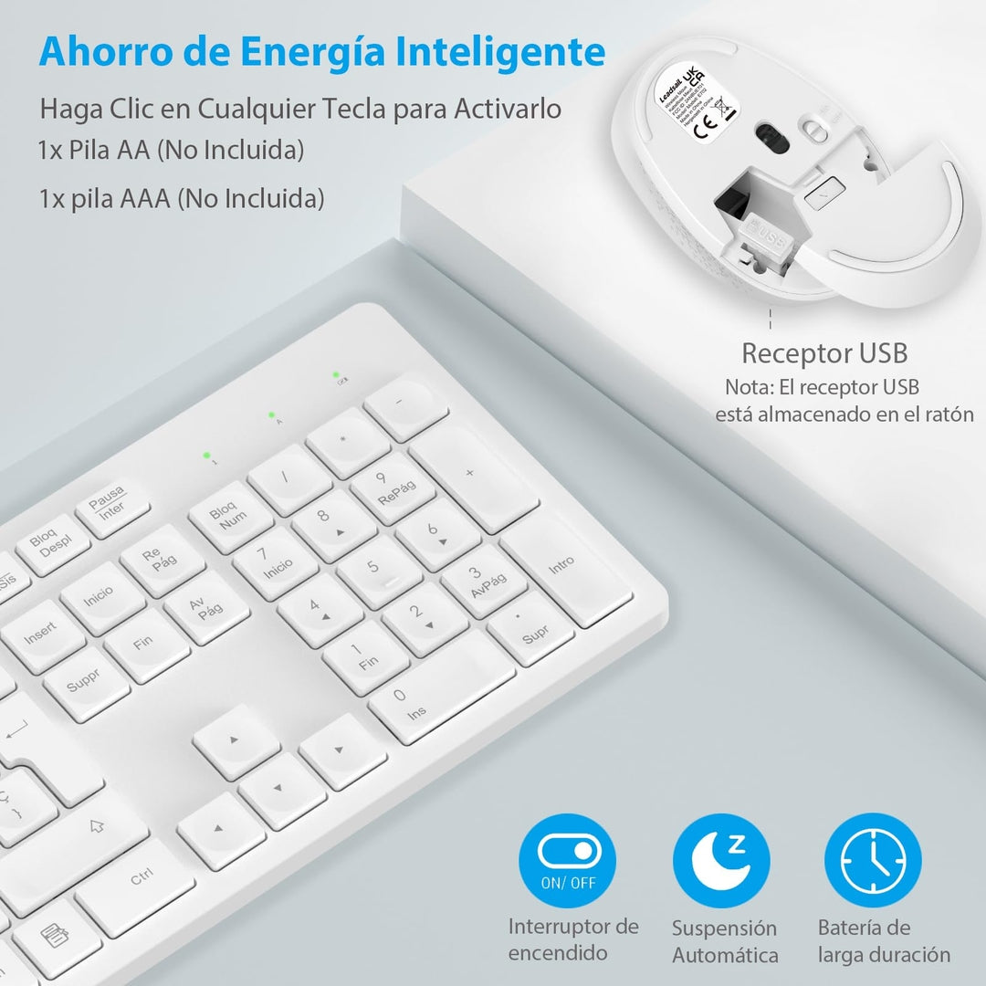 LeadsaIL brezžična tipkovnica + miška – 2.4G, tihi klik, numerična tipkovnica