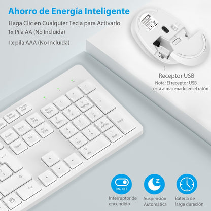 LeadsaIL brezžična tipkovnica + miška – 2.4G, tihi klik, numerična tipkovnica