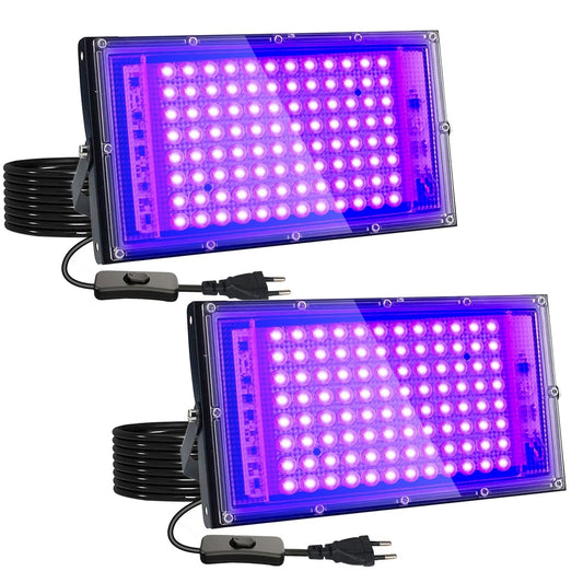 💡 2x LED UV 100W Blacklight reflektor – IP65 vodoodporen