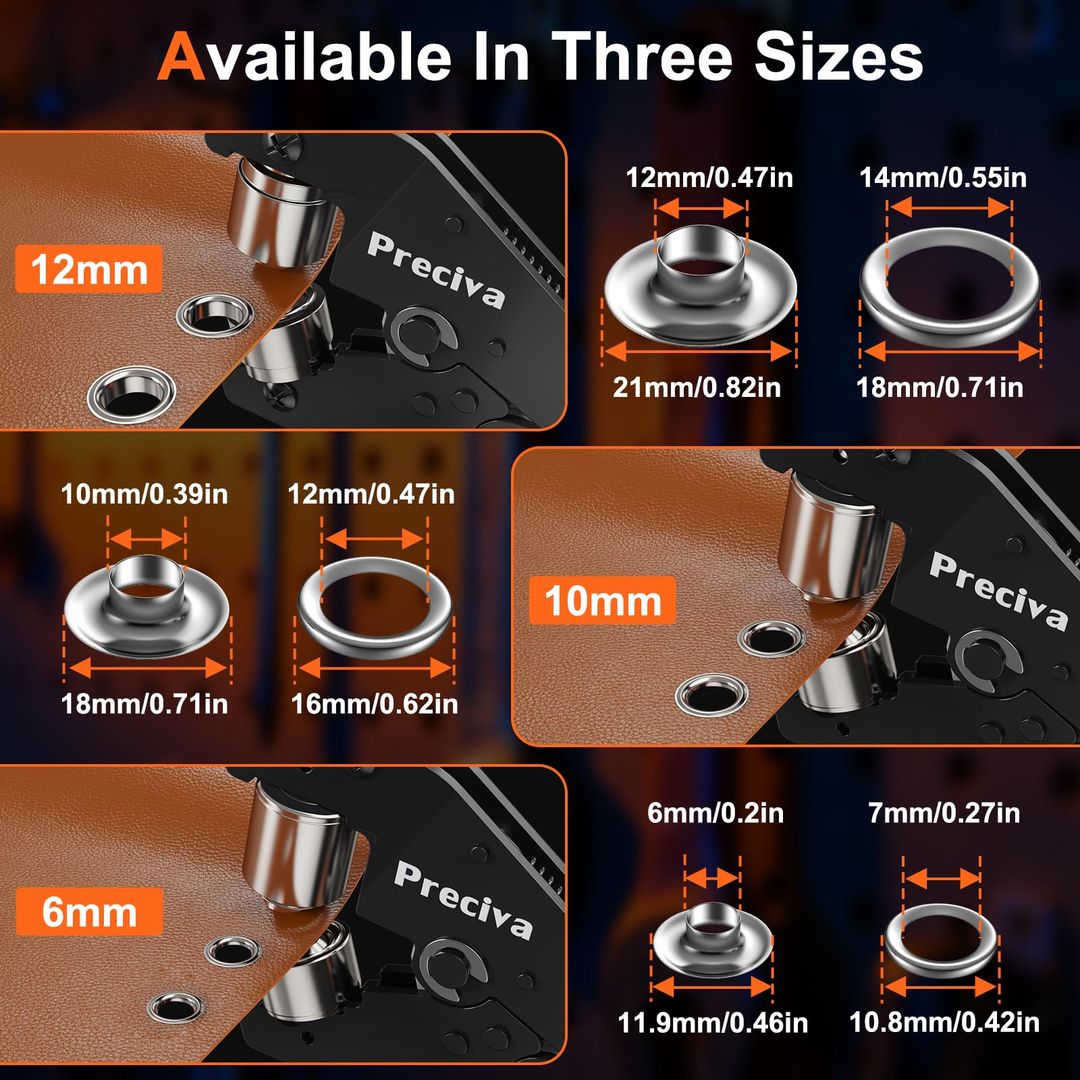 Klešče za kovičenje s 300 obročki – zamenljive glave - 6mm, 10mm, 12mm
