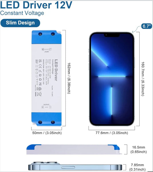 LED napajalnik 12V 60W – tanek (slim), IP20