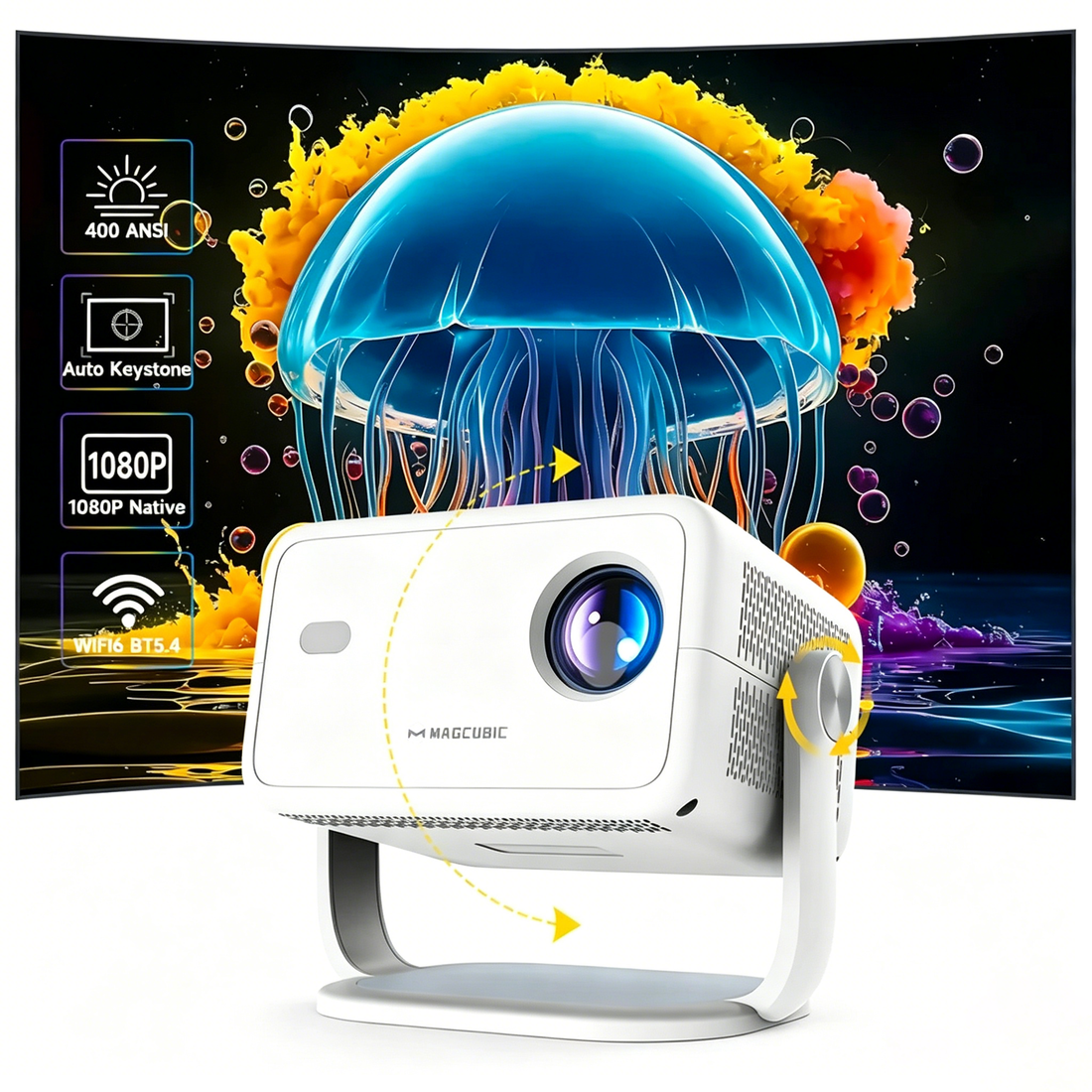 LED projektor Magcubic L018, 4K/8K, 400ANSI, Android 14, Wifi 6, AutoFocus