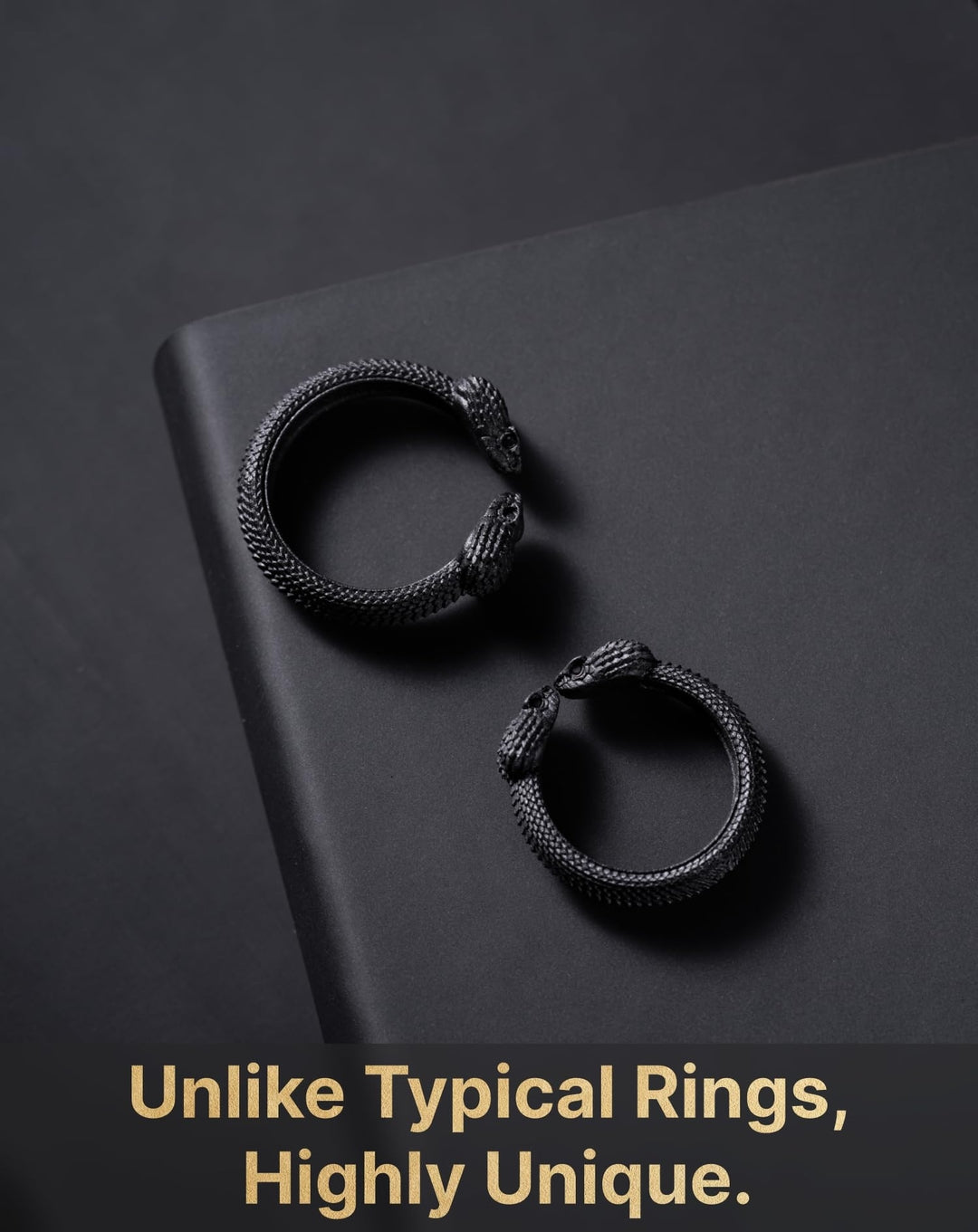 COPPERTIST.WU dvojni prstan “Snake Head” – mat črna (velikost 60)