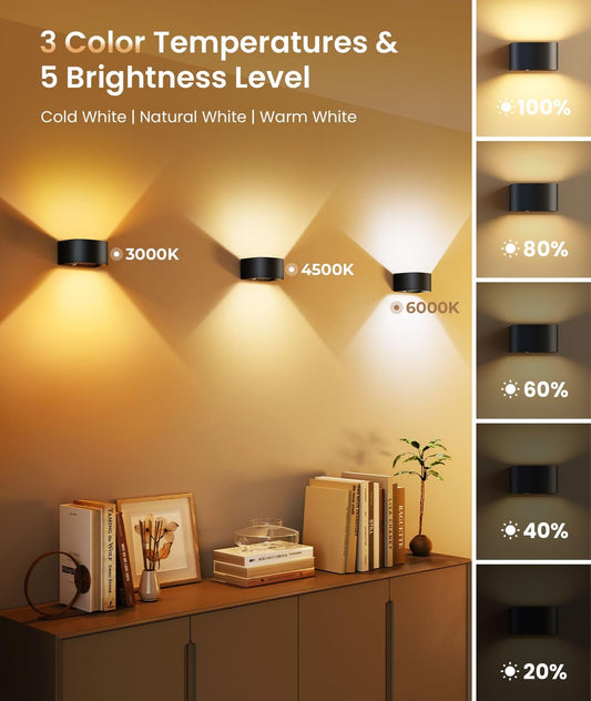 4x FULEN LED stenska svetilka na baterijo z senzorjem gibanja (črna)