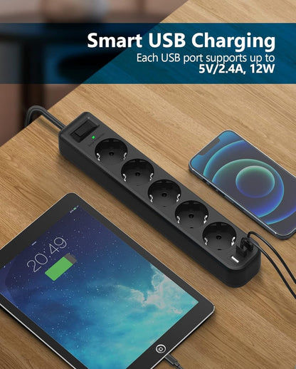 Razdelilnik z prenapetostno zaščito ter 3x USB