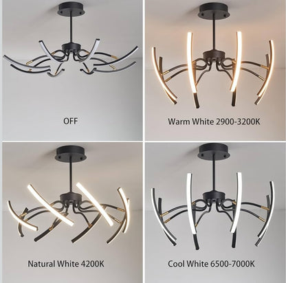 Moderni viseči LED luster 64W (100cm) z daljincem (črna barva)