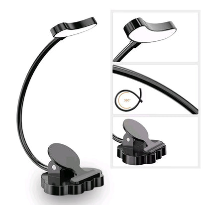 💡 LED Clip-On Desk Lamp – Black, USB Rechargeable