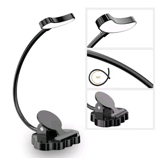 💡 LED Clip-On namizna svetilka – črna, USB polnilna