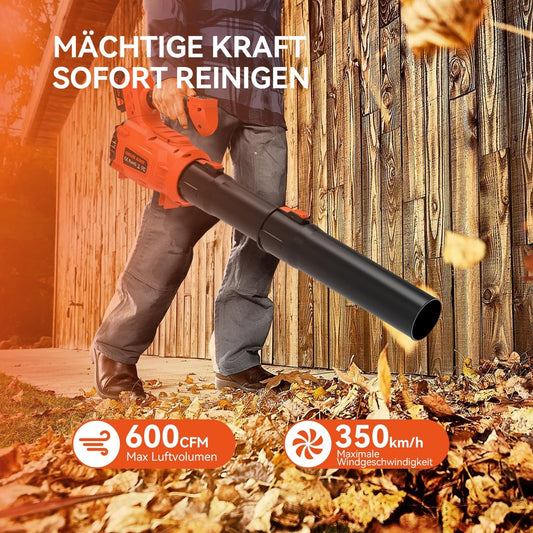 BRAVOLU baterijski pihalnik listja – 2× baterija 5200 mAh, 5 hitrosti + TURBO način 350km/h