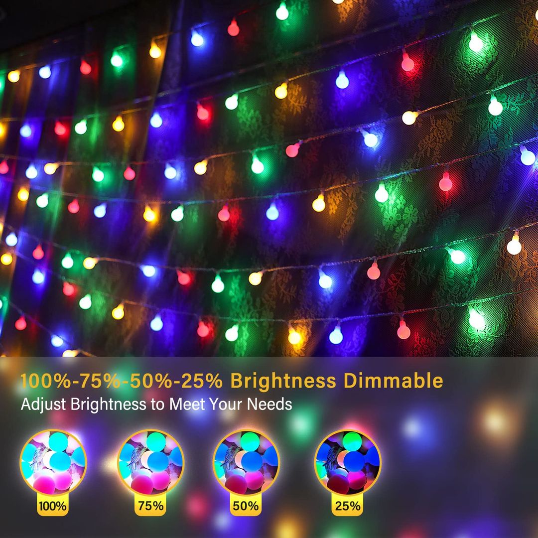 LED svetlobna veriga 20m z 150 LED kroglicami, daljinec, 8 načinov, IP65, 230V