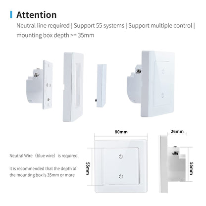 Dvojno pametno touch WiFi stikalo za luči CurrySmarter - naklikaj.si