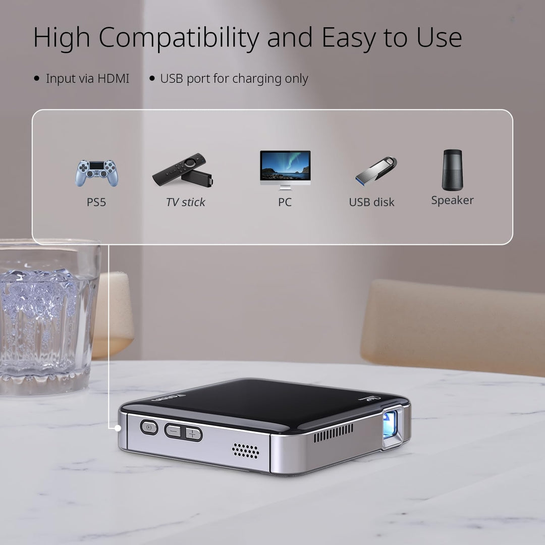 Prenosni YOTON Y200 DLP mini projektor, baterija 3400mah (2-3h), vgrajen zvočnik, hdmi, usb, aux