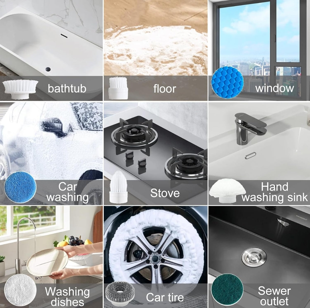 🌀 Electric cordless cleaning brush with 9 attachments