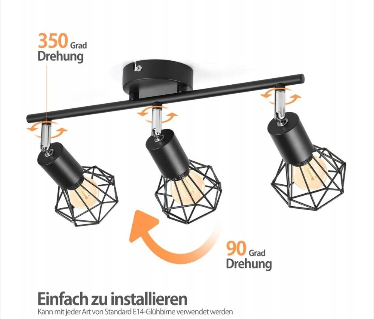 Stropna/stenska svetilka s tremi reflektorji + 3x LED žarnica 6W, 6500K - naklikaj.si