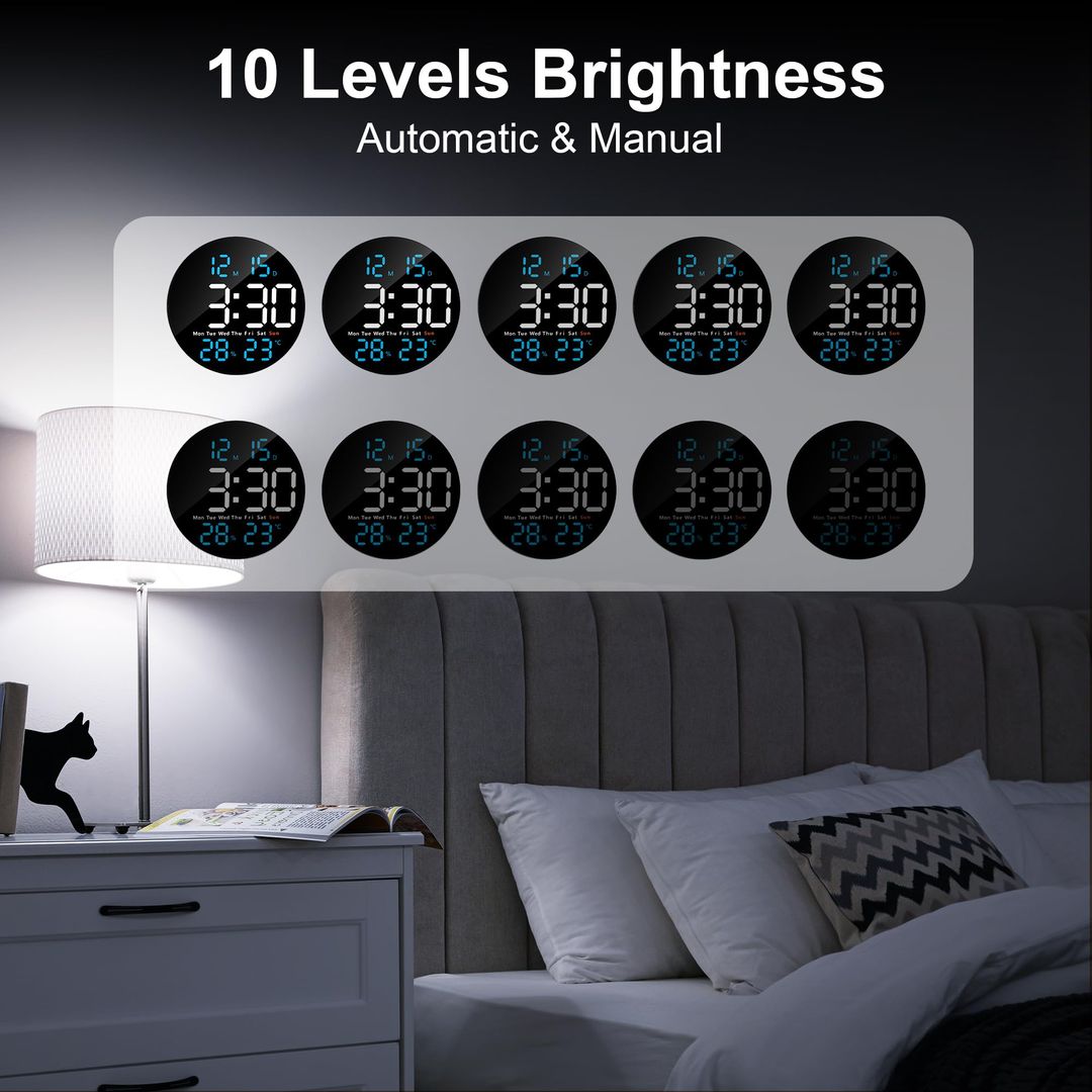 Digitalna stenska ura Lafocuse z 10-palčnim LED zaslonom