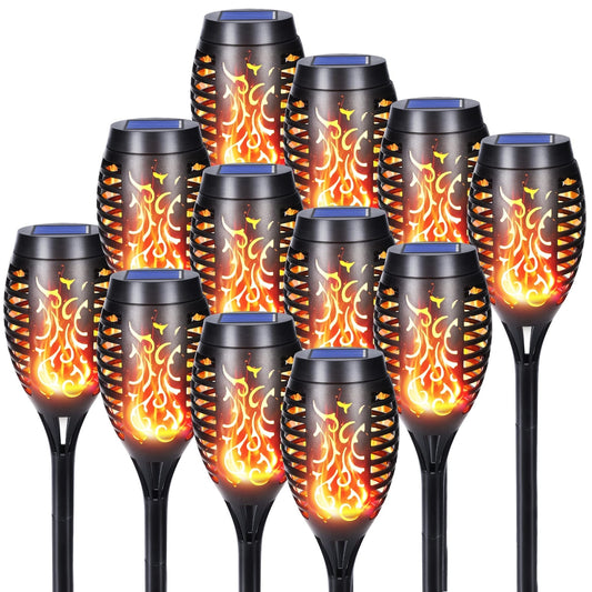 🔥 QUERTEK 12x solarne vrtne bakle z efektom pravega plamena – komplet