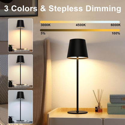 2× brezžični LED namizni svetilki na dotik (črna)