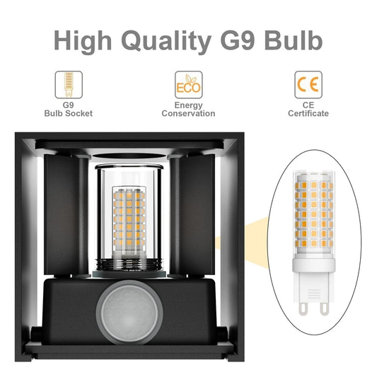 💡KLIGHTEN zunanja LED stenska svetilka 9W(G9) s senzorjem gibanja – antracit, nastavljiv kot snopa, IP65, 3000K, aluminij