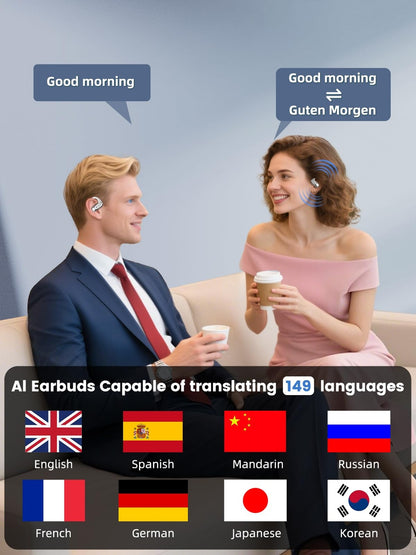 AI prevajalne slušalke z touchscreen zaslonom– 149 jezikov, BT 5.4