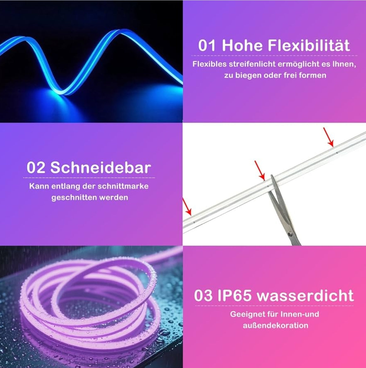 15m HEROMIND RGB LED neonski trak, daljinec, aplikacija, IP67
