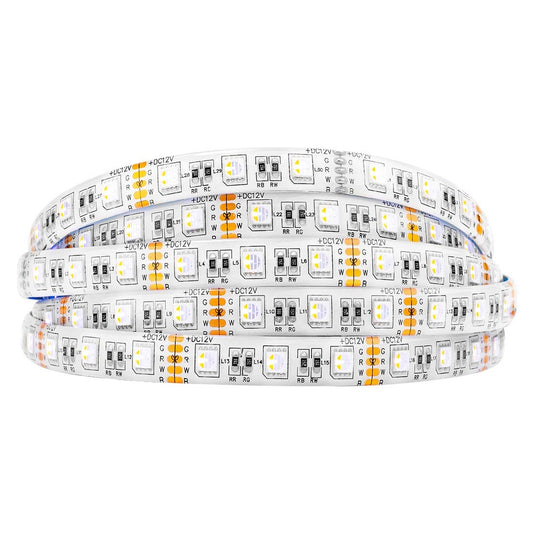 BTF-LIGHTING 5050 RGBW LED trak – 4-v-1 (RGB + toplo bela 2700–3000K), 5 m, 60 LED/m, IP65 silikon, 12V