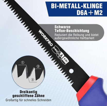 WORKPRO ročna žaga za suhomontažo – bi-metalno rezilo 150 mm