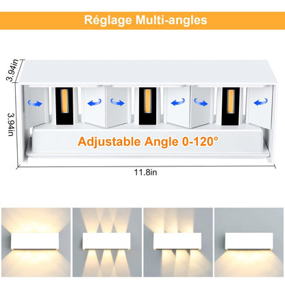 KLIGHTEN zunanja LED stenska svetilka 30W – bela, nastavljiv kot snopa, IP65, 3000K, aluminij