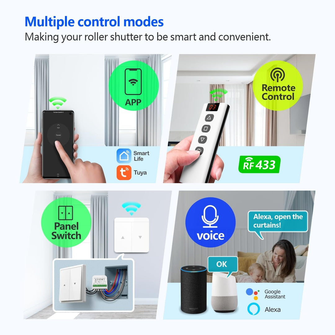 🪟 DieseRC WiFi + RF pametni modul za zavese/rolete – komplet 5 kosov + daljinec