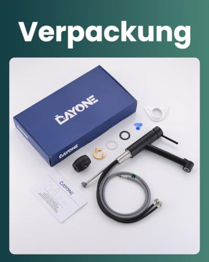 🚰 DAYONE črna kuhinjska armatura z izvlečno prho