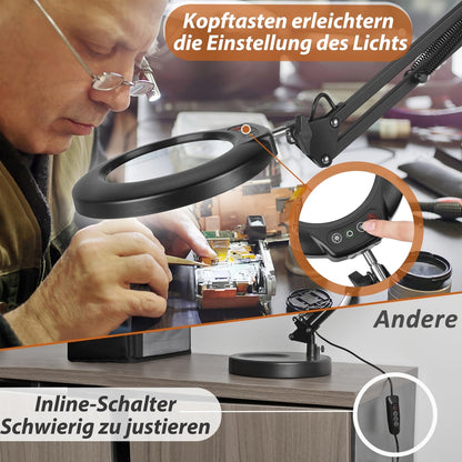 Veemagni 10× lupa z LED lučko – namizna ali sponkasta izvedba