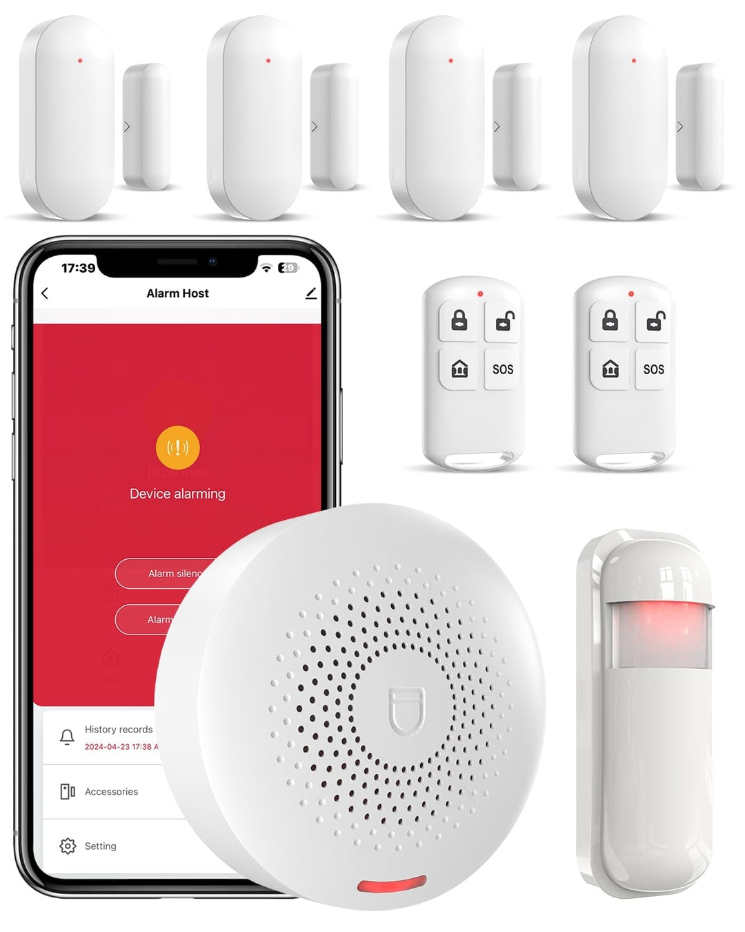 SanJie WiFi varnostni alarmni sistem – komplet s senzorji, PIR detektorjem in daljinci (TUYA APP)