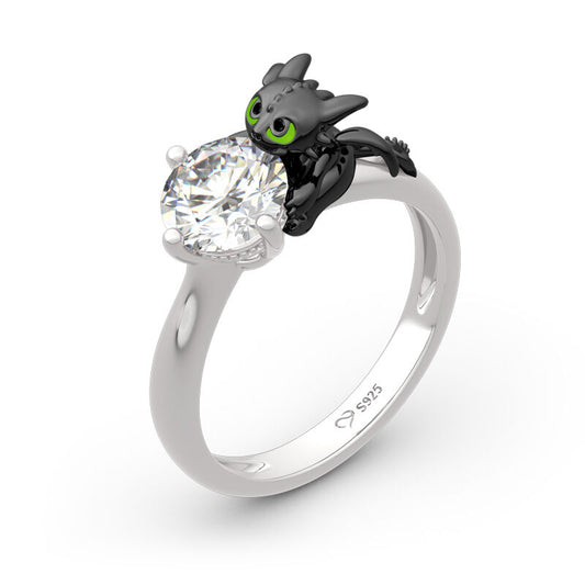 💍 JEULIA Hug Me "Your Dragon" srebrni 925 prstan s cirkonijem