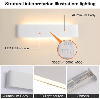 Komplet 4x Mille Lucciole 18W LED notranja stenska svetilka - 3000K, 4000K, 6500K - bela 28cm - naklikaj.si