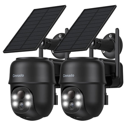 Komplet 2 zunanjih solarnih varnostnih kamer Cinnado 2K 3MP, Wi-Fi PTZ