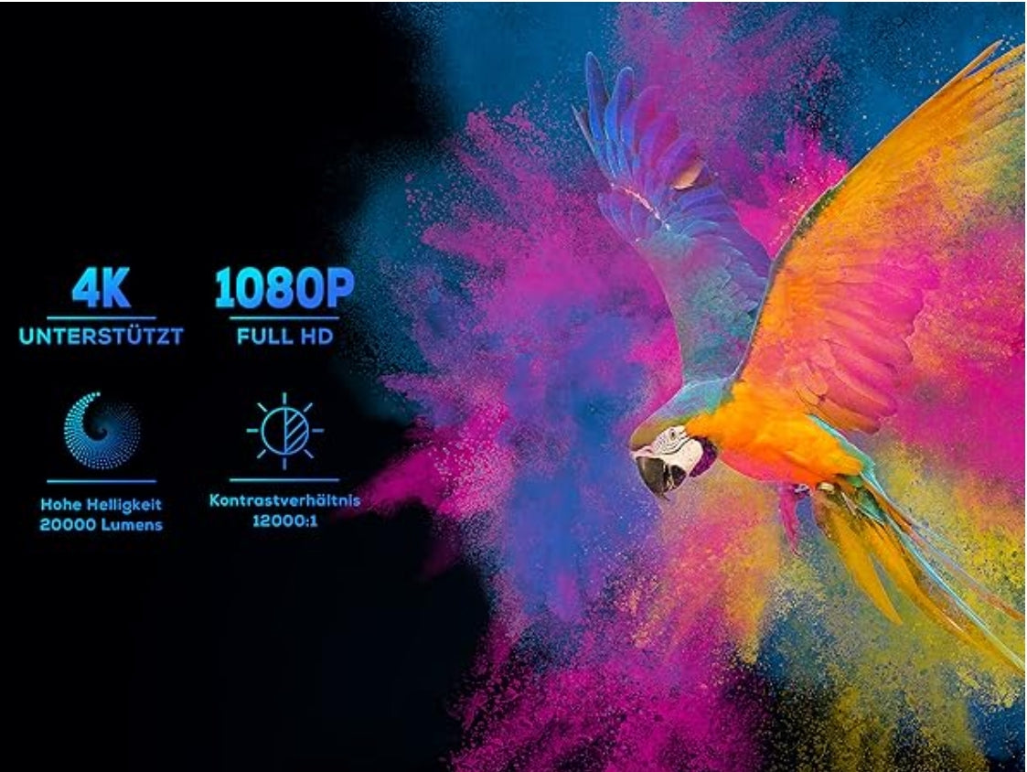 Projektor AKIYO O8, Full HD 1080p – 20.000 lm, 4K podpora, WiFi 5G, Bluetooth 5.2, garancija