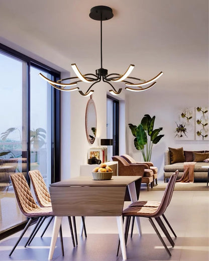 Moderni viseči LED luster 64W (100cm) z daljincem (črna barva)