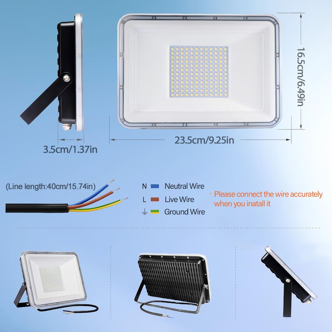 Komplet 2x zunanji LED reflektor 100W, 7000K, IP67
