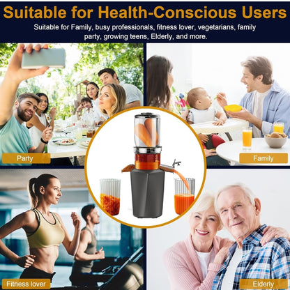 🍊 Slow juicer Fyenkfar 250W – cold pressing of fruits and vegetables (black, gray)
