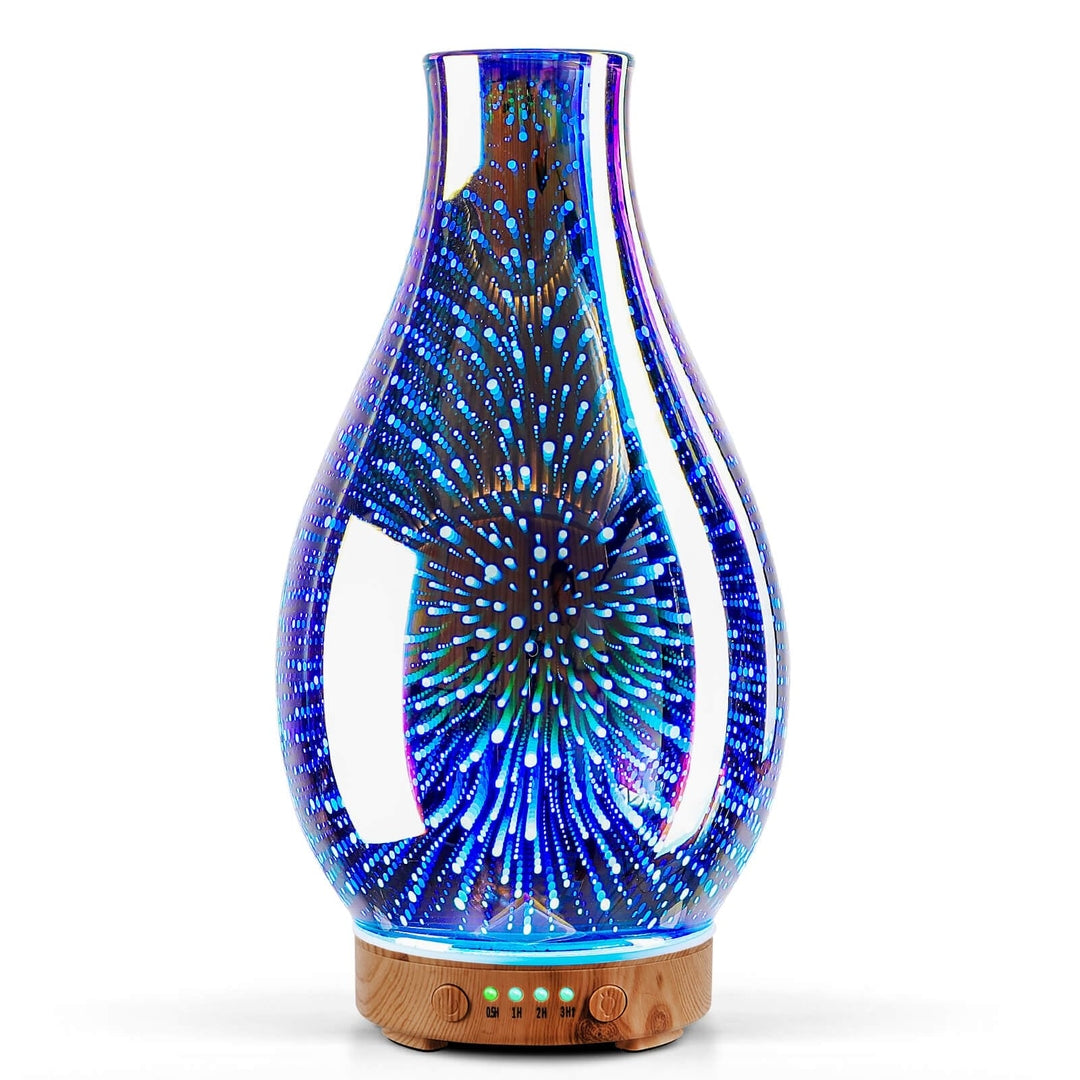 Aroma difuzor iz ročno pihanega stekla – 100 ml, 7 barv LED osvetlitve - srebrn