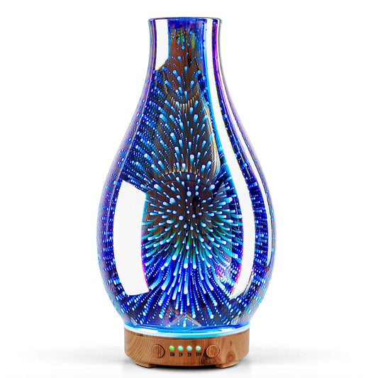 Aroma difuzor iz ročno pihanega stekla – 100 ml, 7 barv LED osvetlitve - srebrn