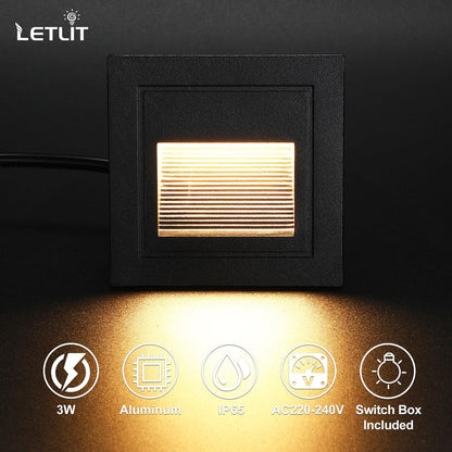 💡 LETLIT LED stair lighting - set of 6 pieces 3W 300lm (black)