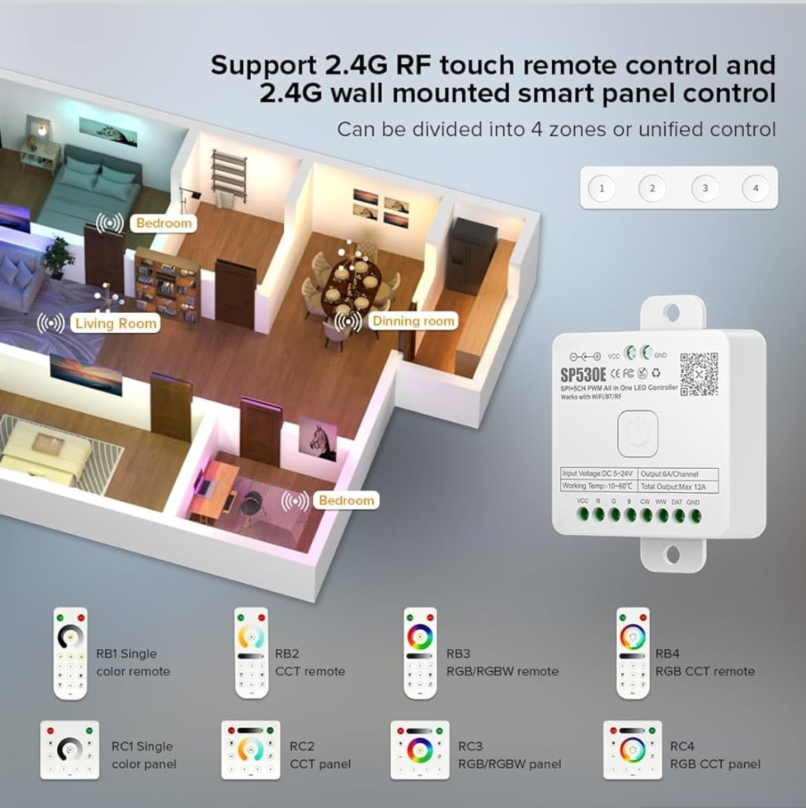 WiFi LED krmilnik SP530E za LED trakove in LED matrike RGB