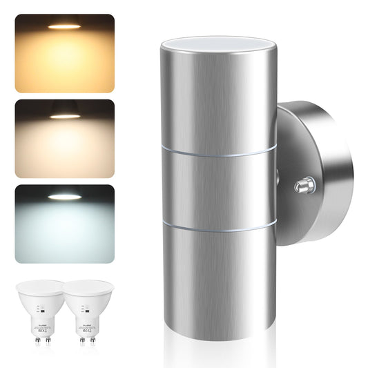 💡 ALUSSO zunanja LED stenska svetilka – 8W, 3000K-6500K, 750 lm, IP65, srebrna