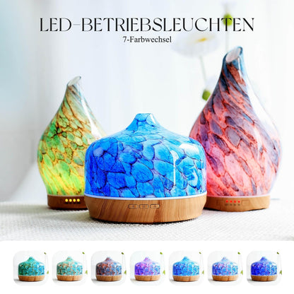 PORSEME aroma difuzor/vlažilec 500 ml – stekleni, ultrazvočni, LED osvetlitev