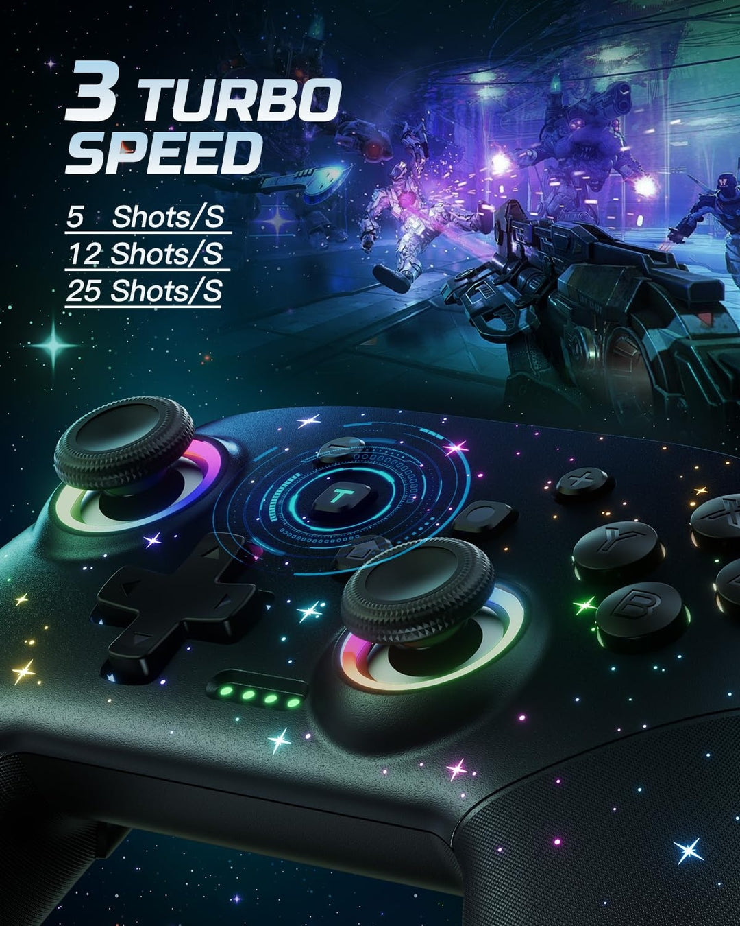 VOYEE brezžični igralni kontroler – RGB osvetlitev, 1000mah