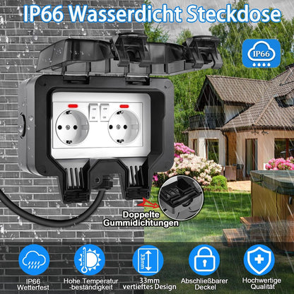 Zunanja vodotesna vtičnica IP66 s stikalom